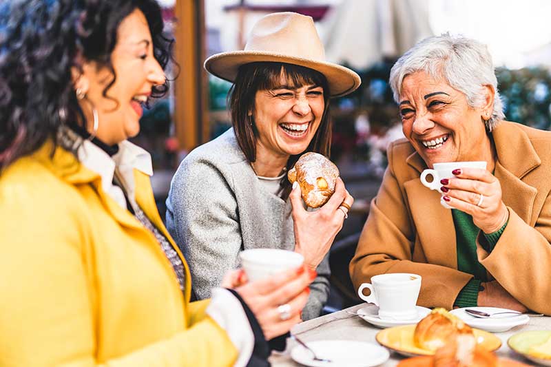 Family enjoying coffee